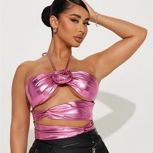 Pink metallic top